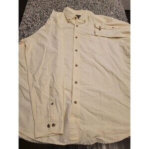 Guide Series Shirt Mens L Tall Long Sleeve Button Up Cotton Fishing Cream Pocket